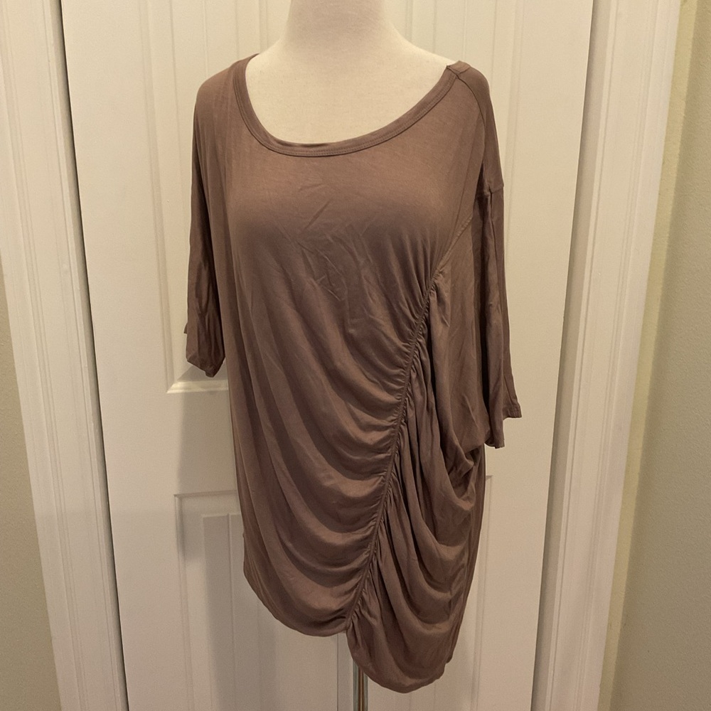Easel Brown Ruched Top